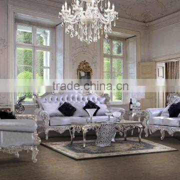 Classical silver frame leather fabric sofa set XYN488