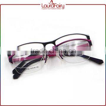 Laura Fairy Stylish Lady Pink Black Semirim Metal Optical Frame For Wholesale photo-6