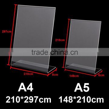 custom clear acrylic a5, a4 menu stand