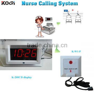 Wireless Nurse Calling Bell System K-W1-P pull cord button with 4-digit display receiver