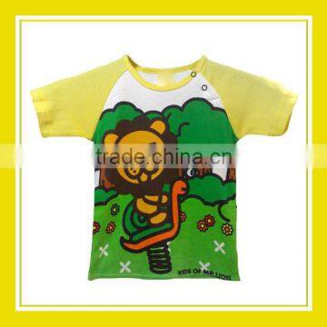 2016 Fashion Products Bros Kids of Mr. Lion Baby Lion Unisex Cotton Printed Yellow Short Sleeve White T-Shirt