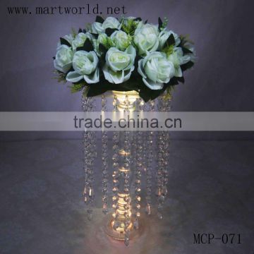 luxury crystal with flower wedding table centerpiece vases with led light wedding decoration materials party decor(MCP-071)