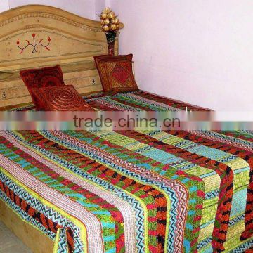 New Handmade Tropical Flower Print BedSpreads BedSheets flower print cotton Kantha throw