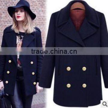 2015 new arrival double design button generous high rank women overcoat plus size european style jackets