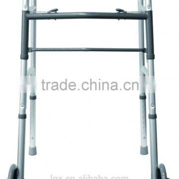 Two Button Easy Folding Aluminum Walker With 5' Castors photo-2