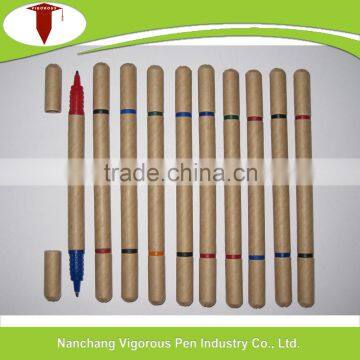 double head cap off 2 color Eco Friendly Roller Paper Pen                        
                                                Quality Choice