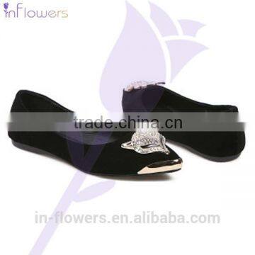 2015 Spring Newest European and American Shallow Mouth Beaded Flat Pointed Shoes Women Shoes photo-6