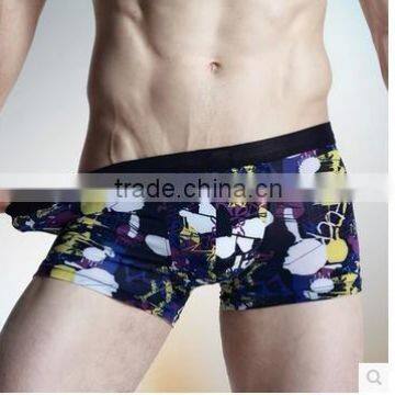 Men's underwear comfortable, breathable waist boxer printing fork sexy underwear corners tide of young men's underwear