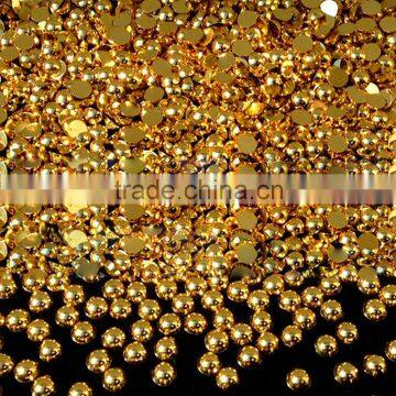 Electroplate Gold & Silver Acrylic Half Round Pearl Nail Art Rhinestone Decoration photo-3