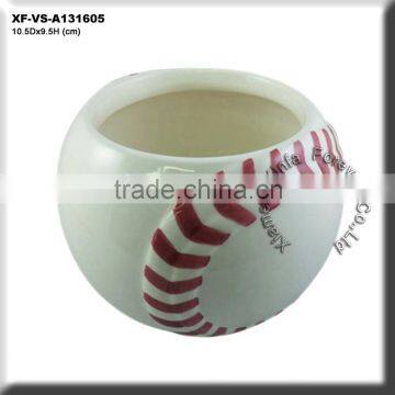 decorated ceramic baseball plant pot