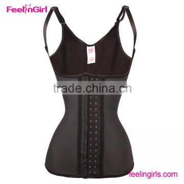 FeelinGirl Black Underbust Waist Cincher Latex Waist Cincher Trainer Vest