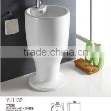 1132 Ceramic Around Vitreous China Boutique Table Top One Pieces Pedestal Basin Bathroom Sink Hand Wash Basin