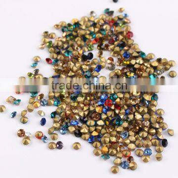 Good Quality 2MM Rhinestone nail flatback non hotfix glass rhinestones for decoration material