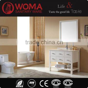 Solid Wooden Cabinet with Drawers oak Bathroom Furniture