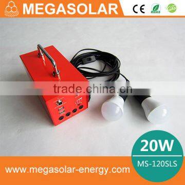 2016 20W Portable Solar Lighting System With DC Output and Usb Charger Port
