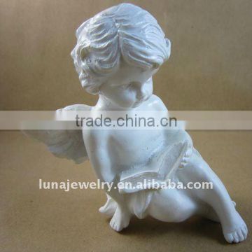 Small size white color resin angel,sleeping baby angel