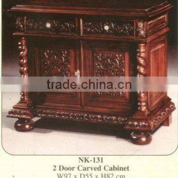 2 Door Carved Cabinet Mahogany Indoor Furniture