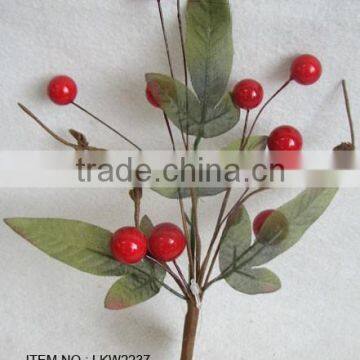 high quality newest special artificial holly leaf and foam red berry pick 10" branches pick decoration in christmas