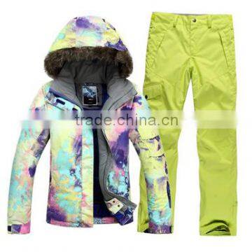 Custom colorfull crane ski suit for girl 2016