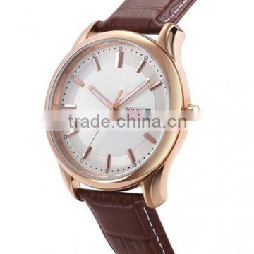 Fashion quartz watch clean design leather wristwatch band you logo