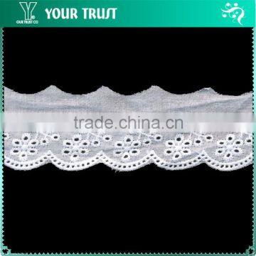 Width 4.0 Centimeter Flower White Cotton Trimming Lace Dresses