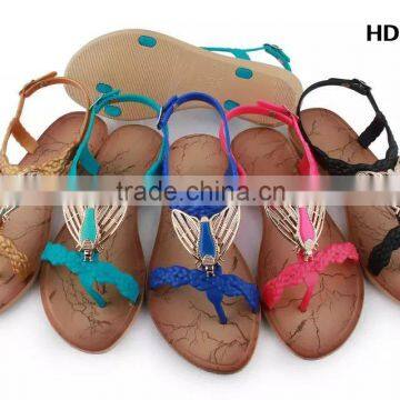 High Fashion Ladies Sandals Women Butterfly PCU Flat Sandals 2015