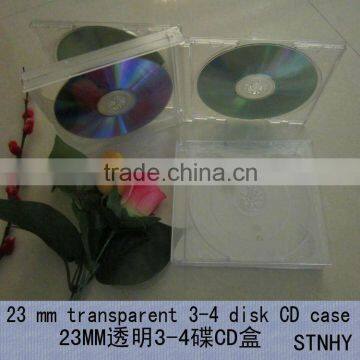 23mm clear tray 3-4disk CD case