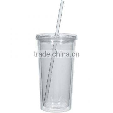 24 Oz. Double Wall Acrylic Tumbler With Straw