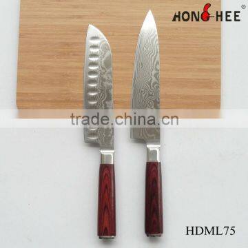 Pakka Handle Damascus Santoku Knife & Chef Knife