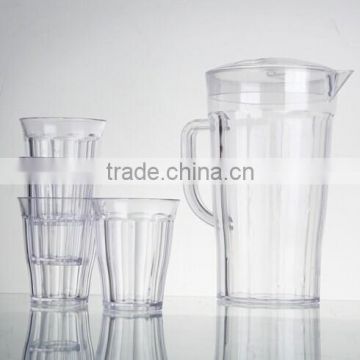 plastic acrylic water pitchers with handle and cups glass look like                        
                                                Quality Choice