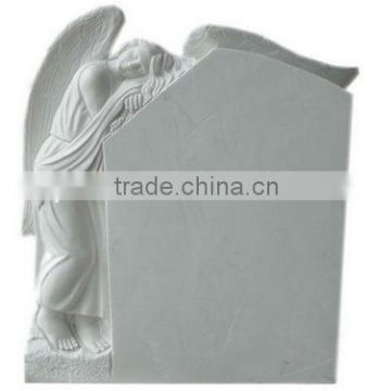 European style white marble monument with angel