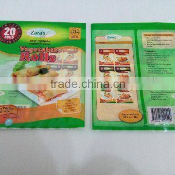 Three side heat sealed pet pe lamination plastic frozen food packing bag with clear window for samosa and spring roll packaging                        
                                                Quality Choice