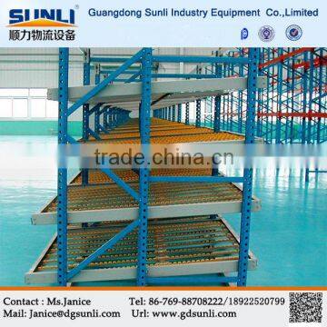 New Products 2016 China Supplier Gravity Flow Storage Warehouse Mobile Carton Goods Long Span Shelving