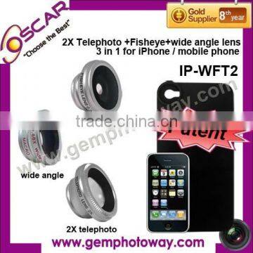 fisheye+wide angle+2X telephoto lens 3 in 1 Mobile Phone Housings lens kits for iPhone Other Accessories & Parts