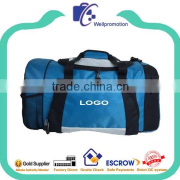 Heavy duty travel duffle bag with logo and compartments