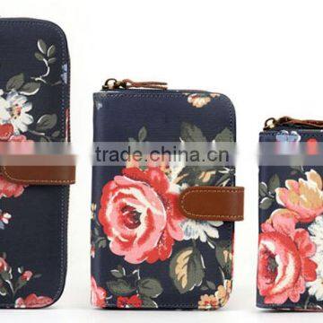 China Style Women Floral Canvas Wallet Coin Purse