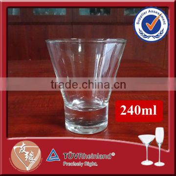 Machine made high white clear glass cup for whisky 250ml