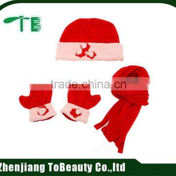 Baby Cat Purple Fleece Hat Scarf Gloves Set photo-4