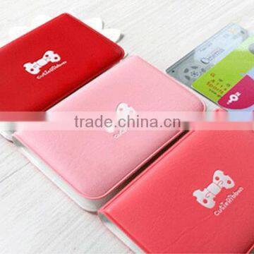 Lovely Business Credit Card Holder wallet PU Leather Strap Buckle Bank Card case pvc ID Card passport Holder Pocket purse Bag