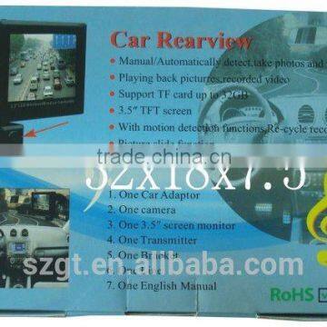 Shenzhen factory GTW original brand 3.5 Inch Car View Digial Car Black Car Box Rear