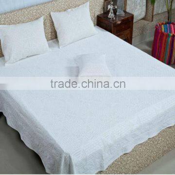 HANDMADE ETHNIC APPLIQUE WORK INDIAN BED SHEET BEDSPREAD TAPESTRY THROW