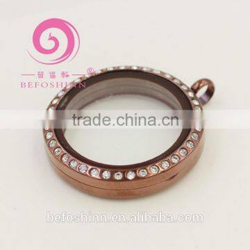 30 mm Coffee Color Stainless Steel Magnet Glass Floating Locket for Locket Floating Charm photo-2