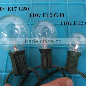 25feet C7/C9 string light 25sockets with 25 incandescent or led bulbs decoration