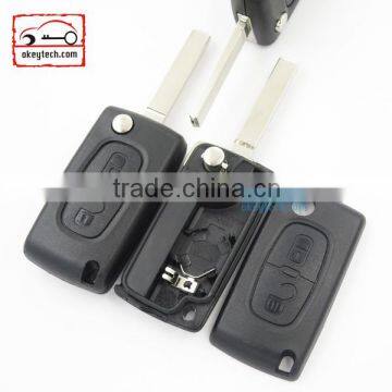 Good Price Peugeot 2 button flip romote key shell for 307 blank with battery place Car Key Peugeot 0536 romote key case