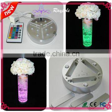 4 inch Rechargable Multi-color Vase Led Light Base for Wedding Table Decoration