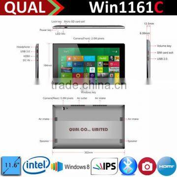 11.6 inch windows8 tablet pc i5 Intel Ivy Bridge Celeron 1037U Qual Core 1.8GHz 2G/32G 2.0MP/2.0MP B