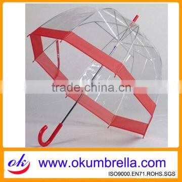 Plastic dome transparant umbrella U shape umbrella