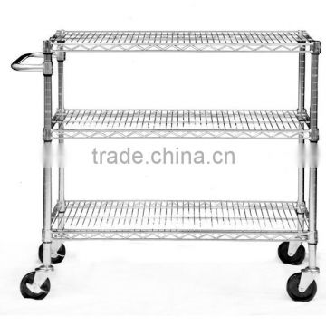 3 tiers Steel trolley wire shelving chrome