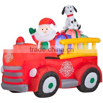 Gaint Shop Santa In Firetruck Christmas Inflatable in China