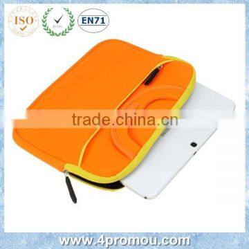 Neoprene zipper laptop tote bag computer sleeve tablet bag in Orange color